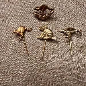 Lot of 4 kangaroo and koala bear stick pins/tie tacks/hat pins